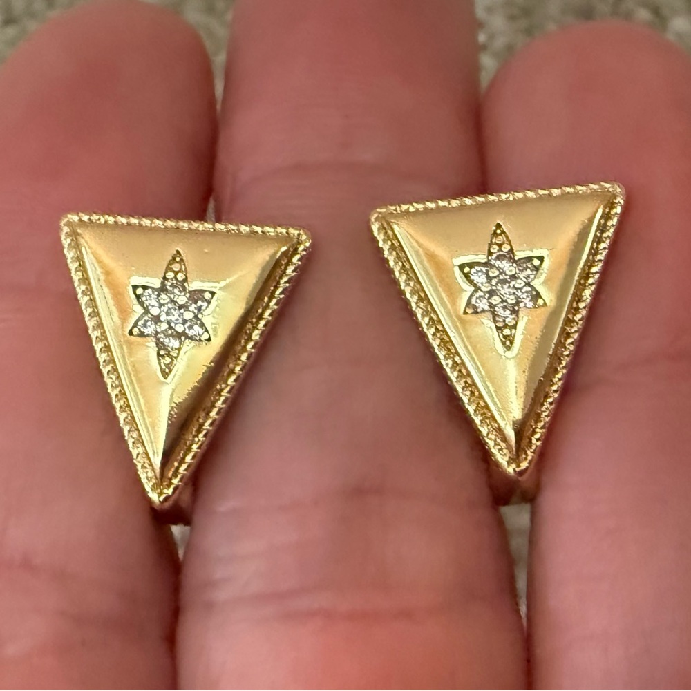 18K Yellow Gold Plated Triangle Earrings